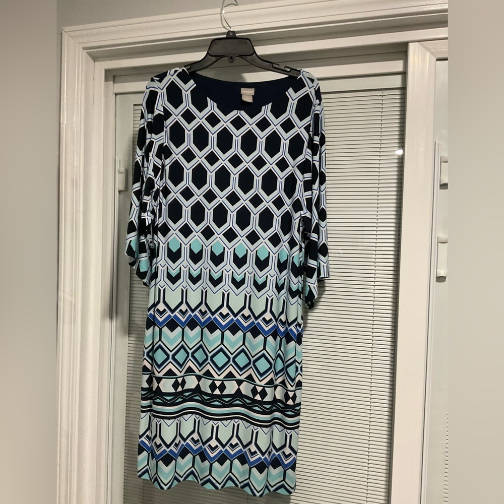 CHICOS geometric design sheath dress Chicos size 2 (misses 12-14)